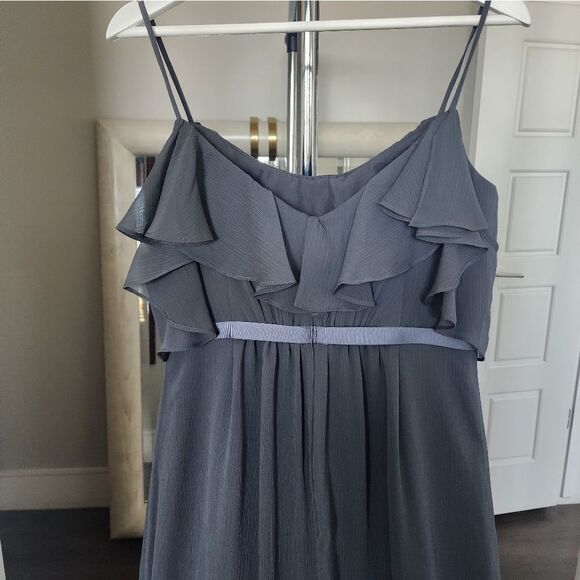 David's Bridal Gray Ruffle Maxi Dress - Picture 3 of 8